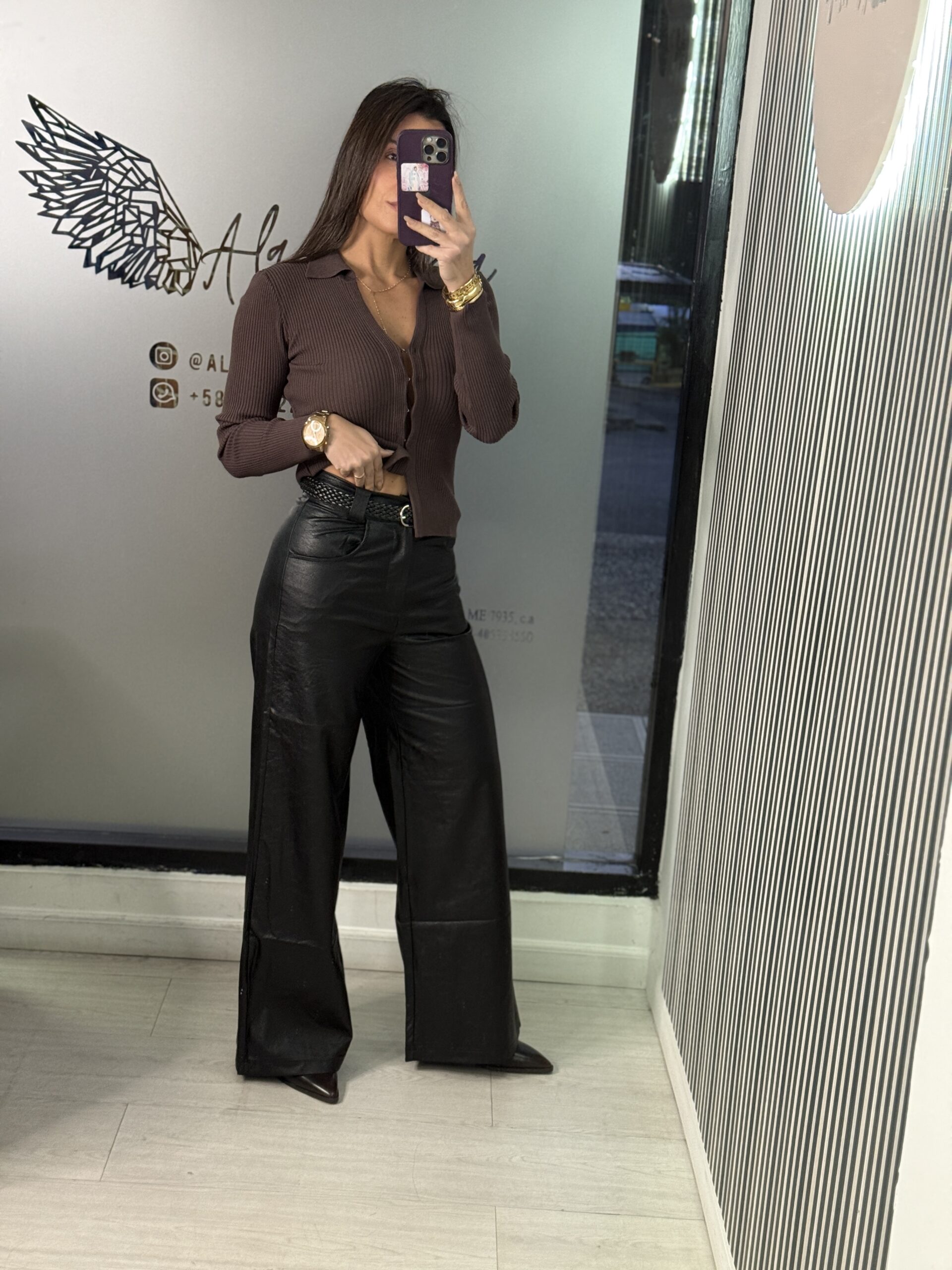 Pantalon de cuero con textura CRETA